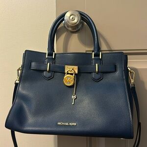 Michael Kors Hamilton Navy Leather Satchel: Medium